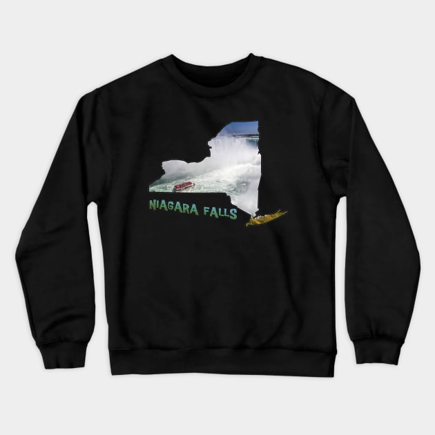 New York State Outline (Niagara Falls) Crewneck Sweatshirt by gorff